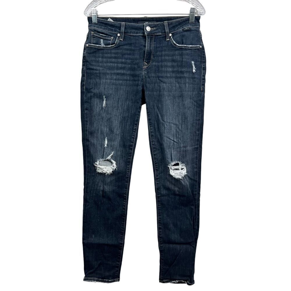 Mavi Womens Jeans ADA Boyfriend Distressed Raw Hem Stretch Blue Size 28/29*